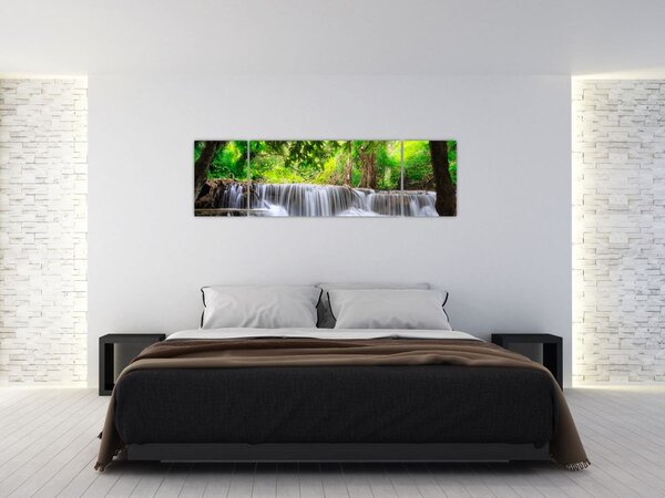 Obraz - Wodospad, niebieski (170x50 cm)