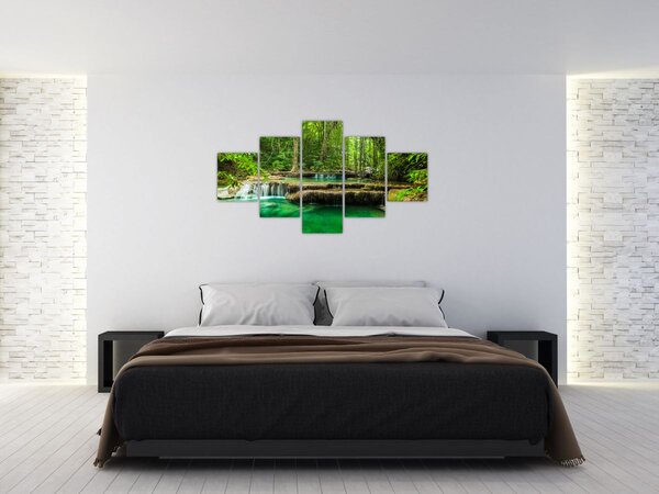 Obraz - Zielony wodospad (125x70 cm)