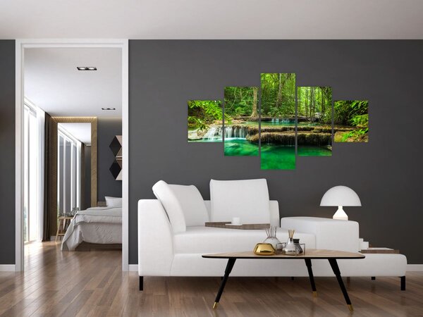 Obraz - Zielony wodospad (125x70 cm)