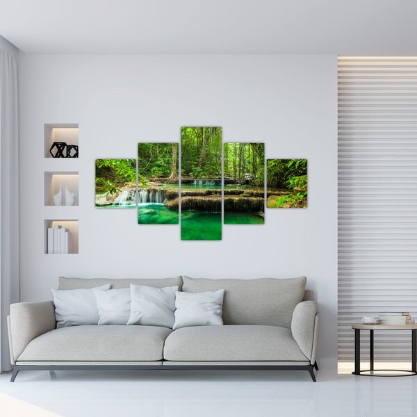 Obraz - Zielony wodospad (125x70 cm)