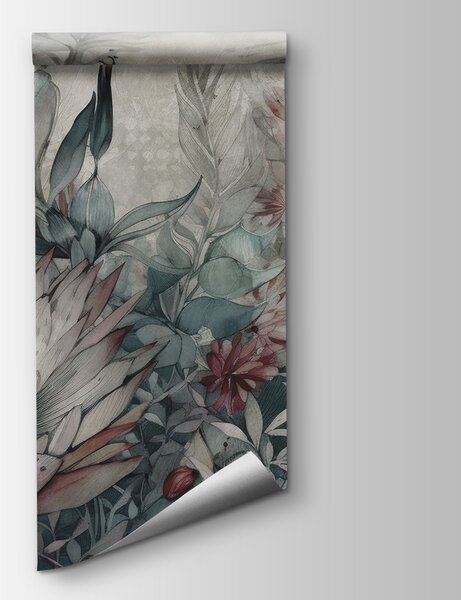 Fototapeta Malowanie kwiatów i liści, Fototapety design, Popularne Fototapety, u95656 - Tapeko.pl