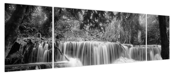 Obraz - Czarno-biały wodospad (170x50 cm)