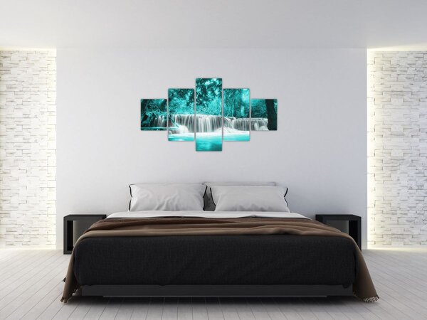 Obraz - Niebieski wodospad (125x70 cm)