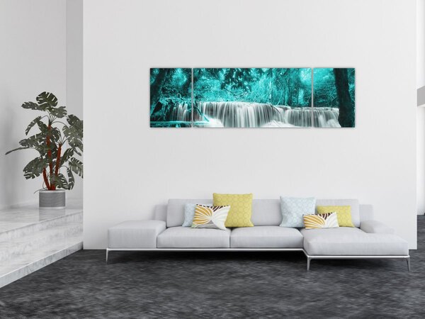Obraz - Niebieski wodospad (170x50 cm)