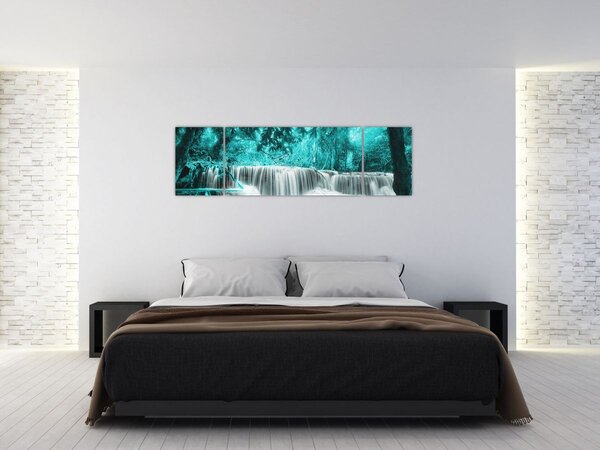 Obraz - Niebieski wodospad (170x50 cm)