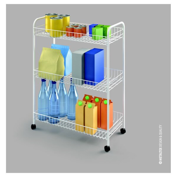 3-poziomowy regał łazienkowy na kółkach Metaltex Laundry, 31x84 cm