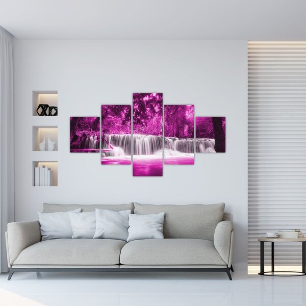 Obraz - Wodospad, fioletowy (125x70 cm)