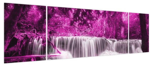 Obraz - Wodospad, fioletowy (170x50 cm)