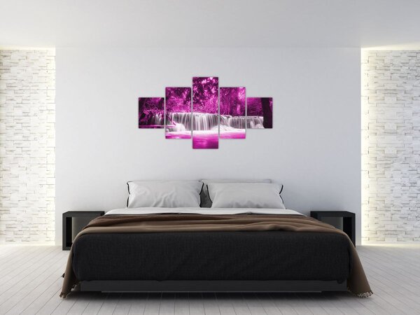 Obraz - Wodospad, fioletowy (125x70 cm)