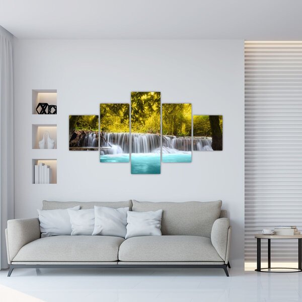 Obraz - Wodospad w jasnych kolorach (125x70 cm)