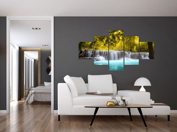 Obraz - Wodospad w jasnych kolorach (125x70 cm)