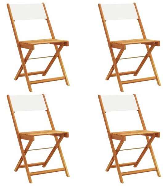 Składane krzesła ogrodowe, 4 szt., kremowa tkanina i drewno