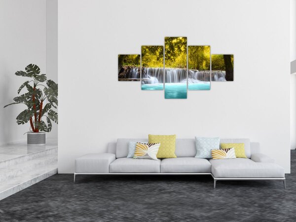 Obraz - Wodospad w jasnych kolorach (125x70 cm)