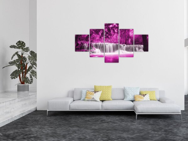 Obraz - Wodospad, fioletowy (125x70 cm)
