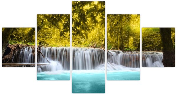 Obraz - Wodospad w jasnych kolorach (125x70 cm)