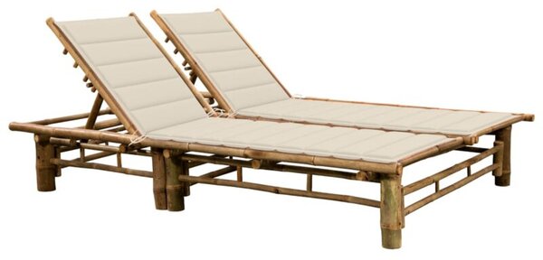 Leżak 2-osobowy z poduszkami, bambusowy