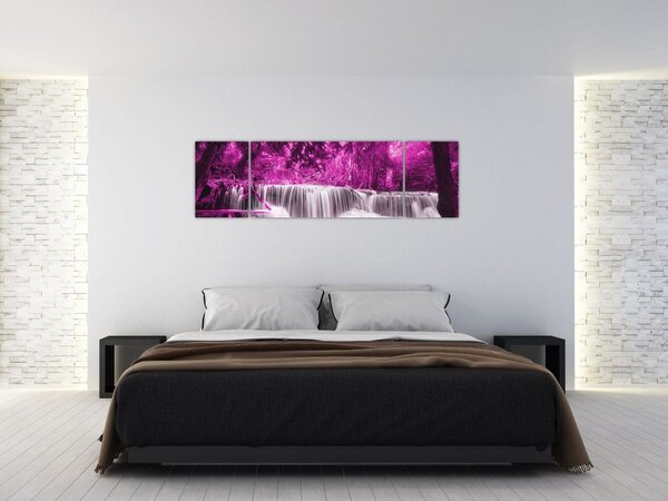 Obraz - Wodospad, fioletowy (170x50 cm)