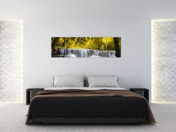 Obraz - Wodospad w jasnych kolorach (170x50 cm)