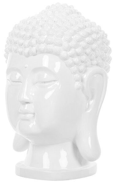 Figurka dekoracyjna stojąca głowa Buddy żywica syntetyczna 41 cm biała Buddha Beliani