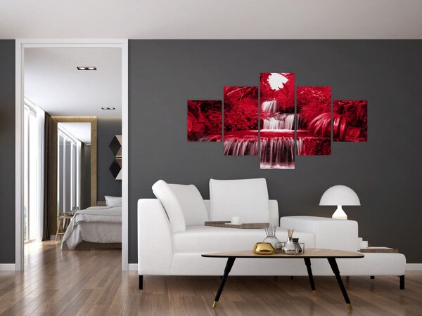 Obraz - Indonezyjskie wodospady w kolorze czerwonym (125x70 cm)