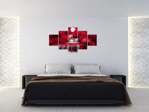 Obraz - Indonezyjskie wodospady w kolorze czerwonym (125x70 cm)