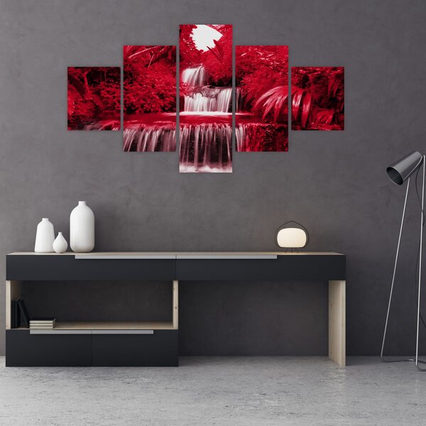Obraz - Indonezyjskie wodospady w kolorze czerwonym (125x70 cm)