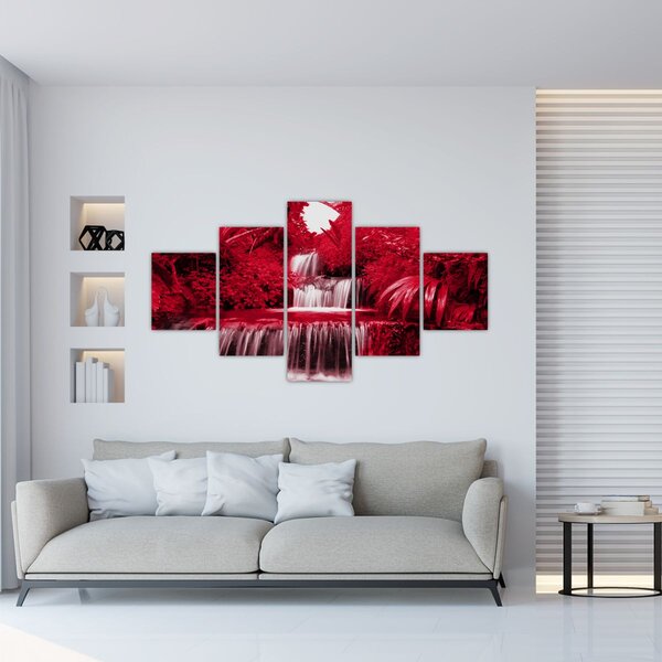 Obraz - Indonezyjskie wodospady w kolorze czerwonym (125x70 cm)