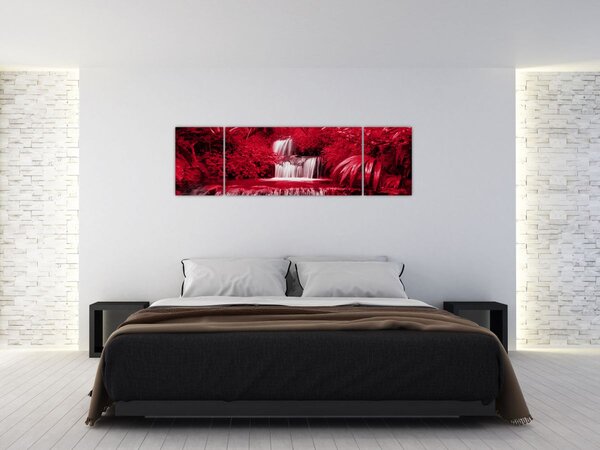 Obraz - Indonezyjskie wodospady w kolorze czerwonym (170x50 cm)