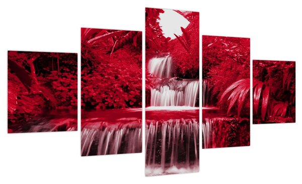 Obraz - Indonezyjskie wodospady w kolorze czerwonym (125x70 cm)