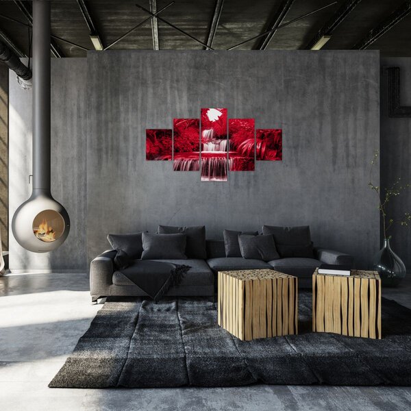 Obraz - Indonezyjskie wodospady w kolorze czerwonym (125x70 cm)