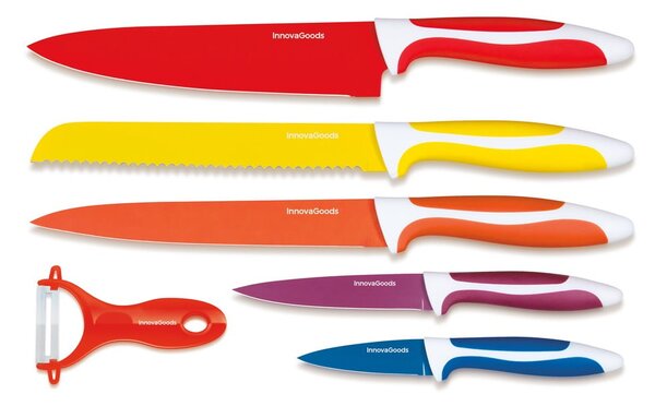 Zestaw 5 noży i obieraczki ze stali nierdzewnej InnovaGoods Ceramic