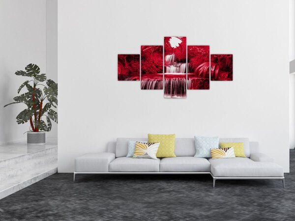 Obraz - Indonezyjskie wodospady w kolorze czerwonym (125x70 cm)