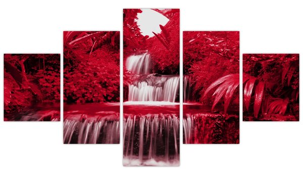 Obraz - Indonezyjskie wodospady w kolorze czerwonym (125x70 cm)