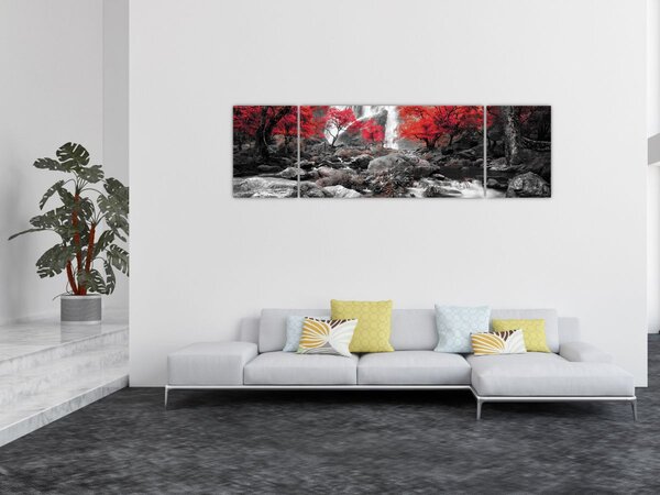 Obraz - Wodospady w jesiennym krajobrazie (170x50 cm)
