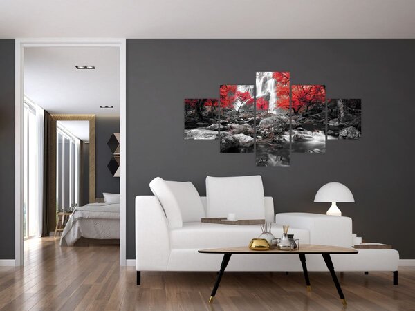 Obraz - Wodospady w jesiennym krajobrazie (125x70 cm)
