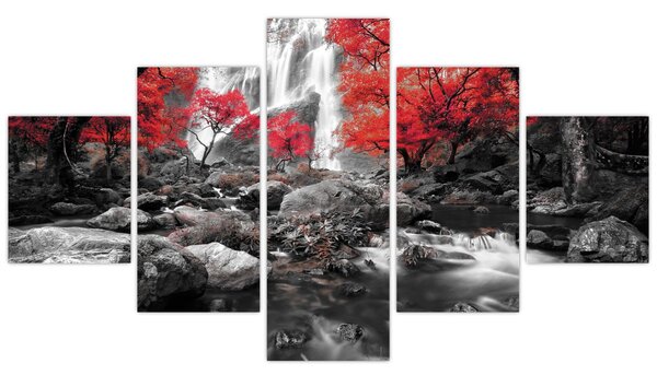 Obraz - Wodospady w jesiennym krajobrazie (125x70 cm)