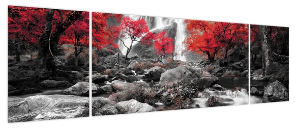 Obraz - Wodospady w jesiennym krajobrazie (170x50 cm)