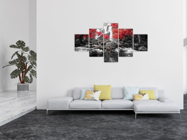 Obraz - Wodospady w jesiennym krajobrazie (125x70 cm)