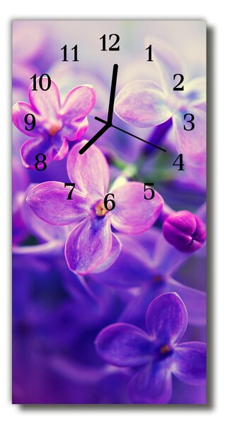 Zegar Szklany Pionowy Kwiaty Kwiaty purpurowy