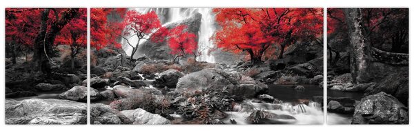 Obraz - Wodospady w jesiennym krajobrazie (170x50 cm)