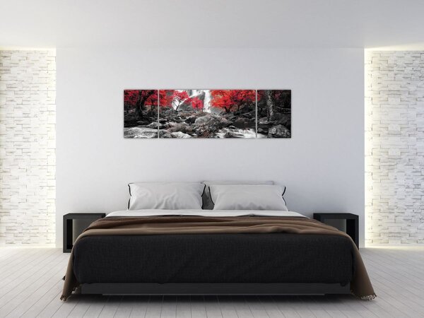 Obraz - Wodospady w jesiennym krajobrazie (170x50 cm)