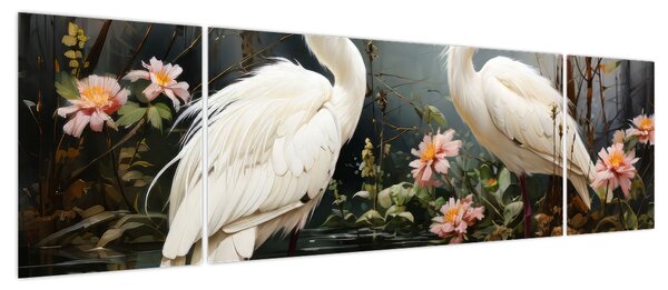 Obraz - Białe żurawie (170x50 cm)
