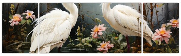 Obraz - Białe żurawie (170x50 cm)