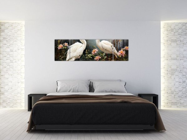 Obraz - Białe żurawie (170x50 cm)