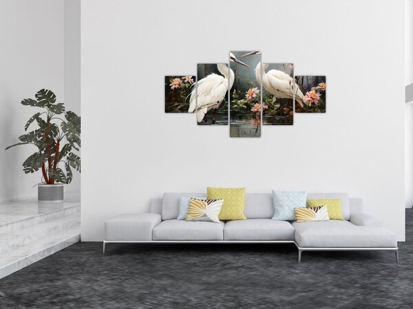 Obraz - Białe żurawie (125x70 cm)