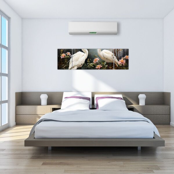 Obraz - Białe żurawie (170x50 cm)