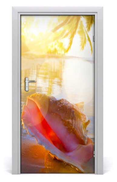 Naklejka fototapeta na drzwi Muszla na plaży