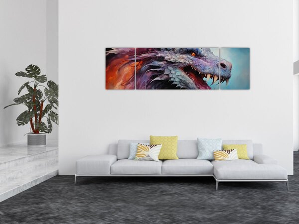 Obraz - Ilustracja przedstawiająca smoka (170x50 cm)