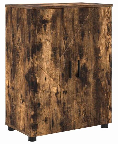 Nowoczesna wolnostojąca szafka łazienkowa w kolorze dębu wędzonego z 2 drzwiami, 60x35x80 cm