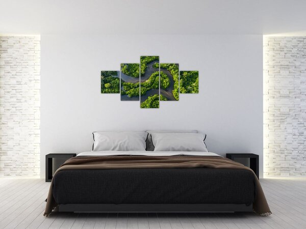Obraz - Krajobraz leśny z rzeką (125x70 cm)